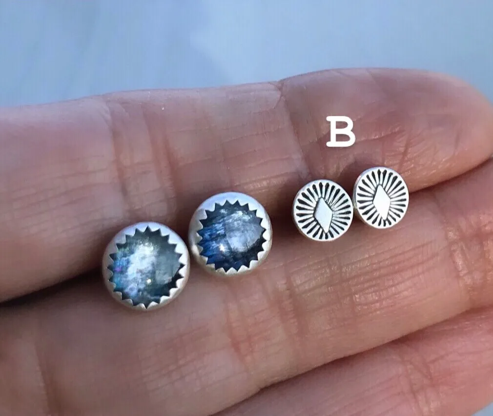 Stoned & Stamped Stud Earring Sets