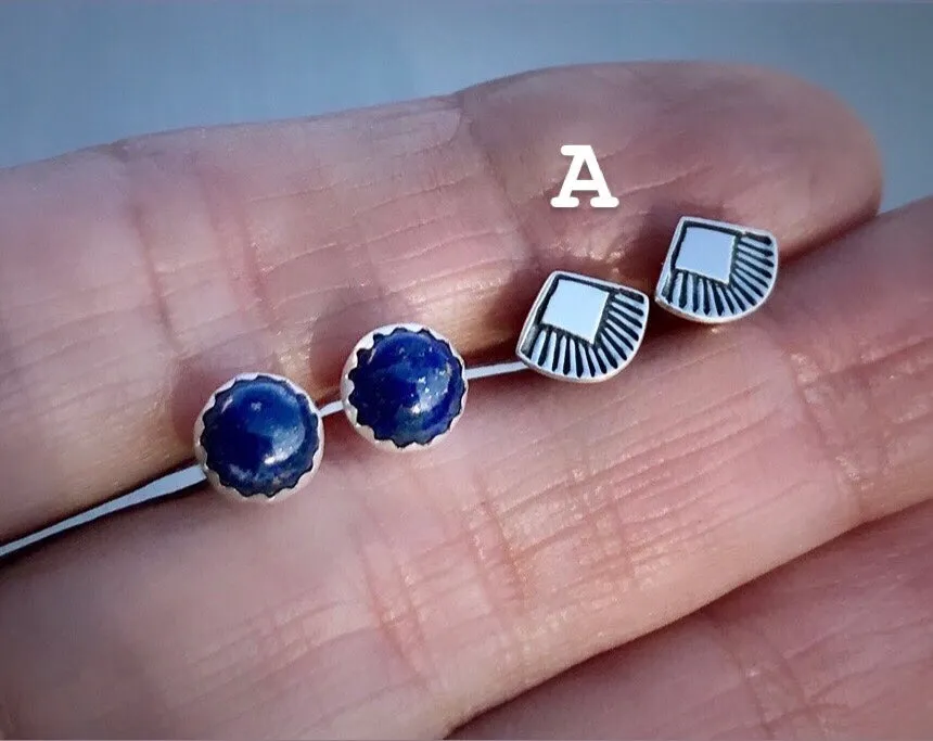 Stoned & Stamped Stud Earring Sets