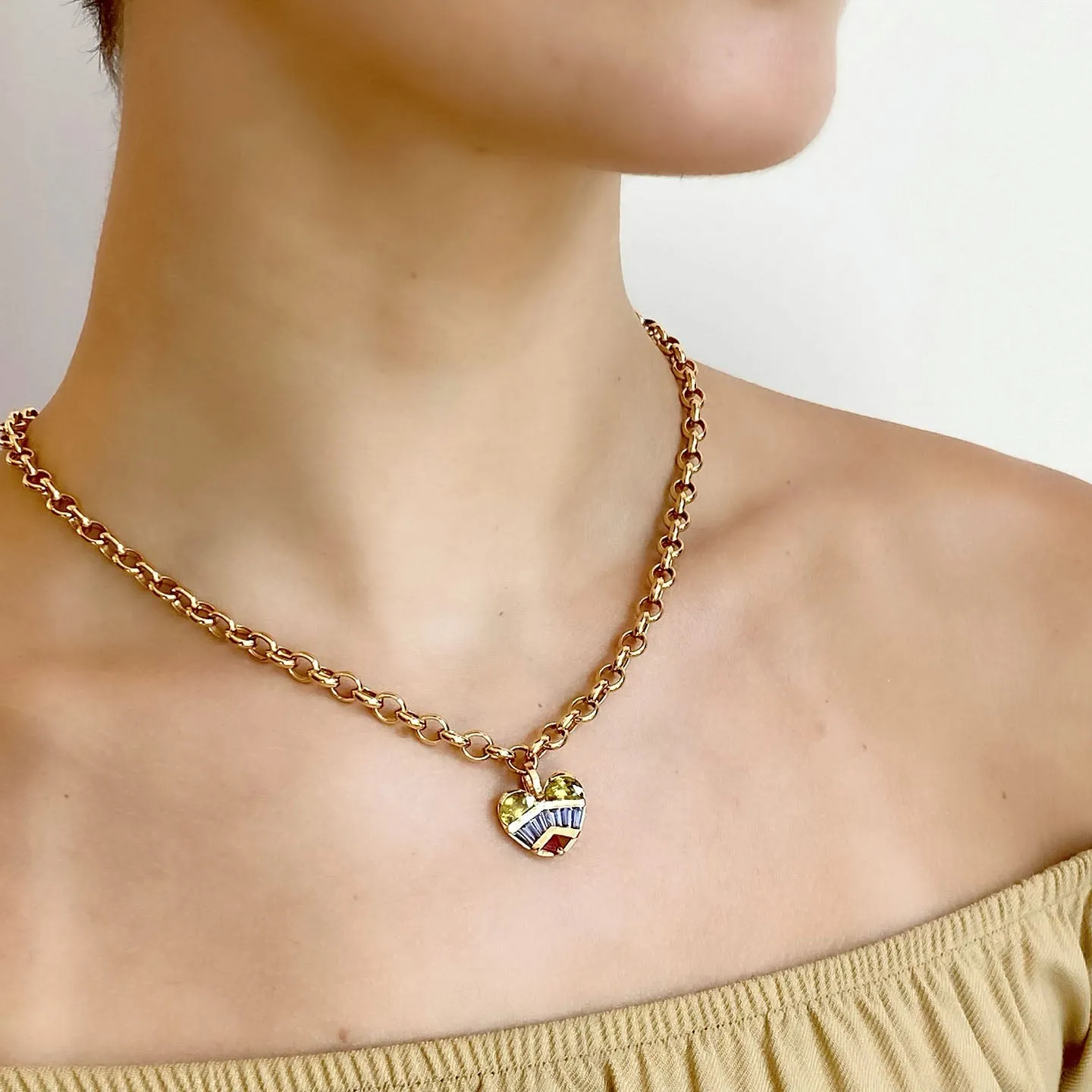 Strapped Heart Pendant - Sphene