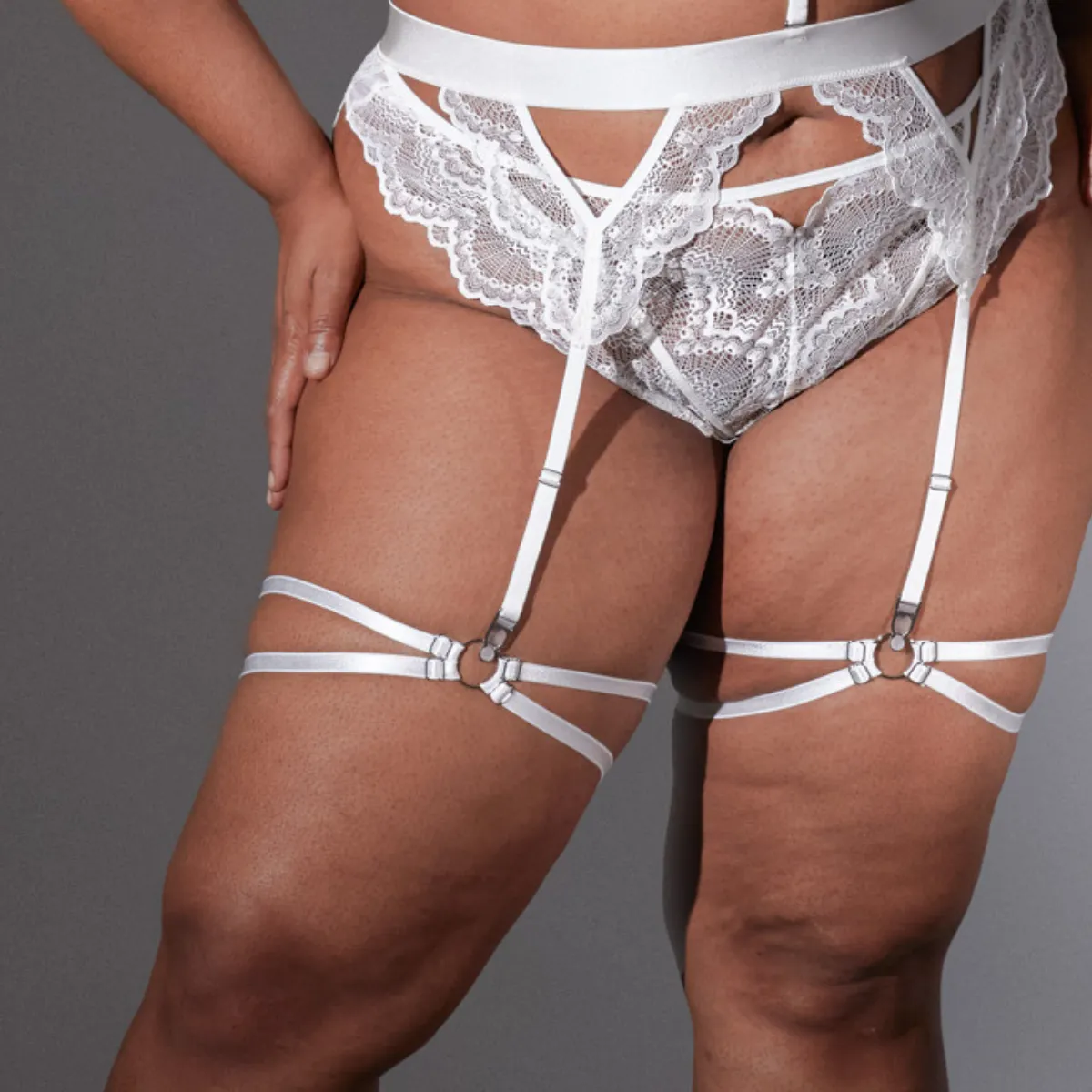 Strapped in Thigh Garters - Ivory - FINAL SALE