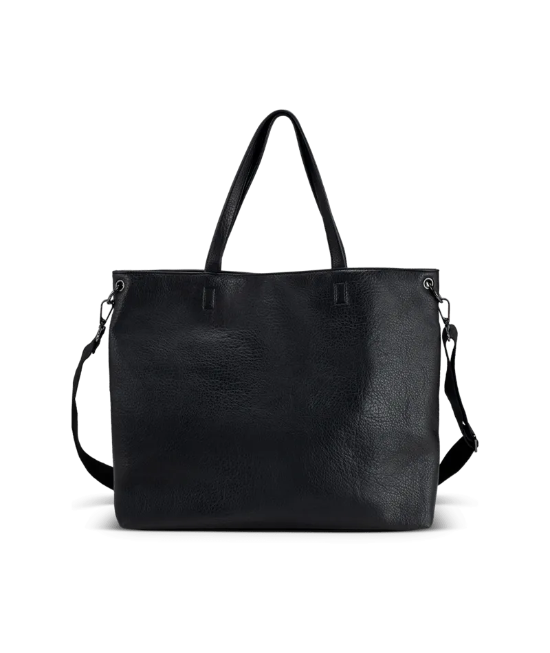STRAPPED LAPTOP TOTE - BLACK