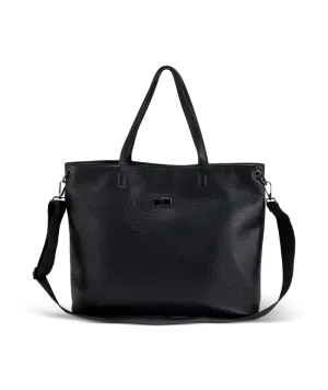 STRAPPED LAPTOP TOTE - BLACK