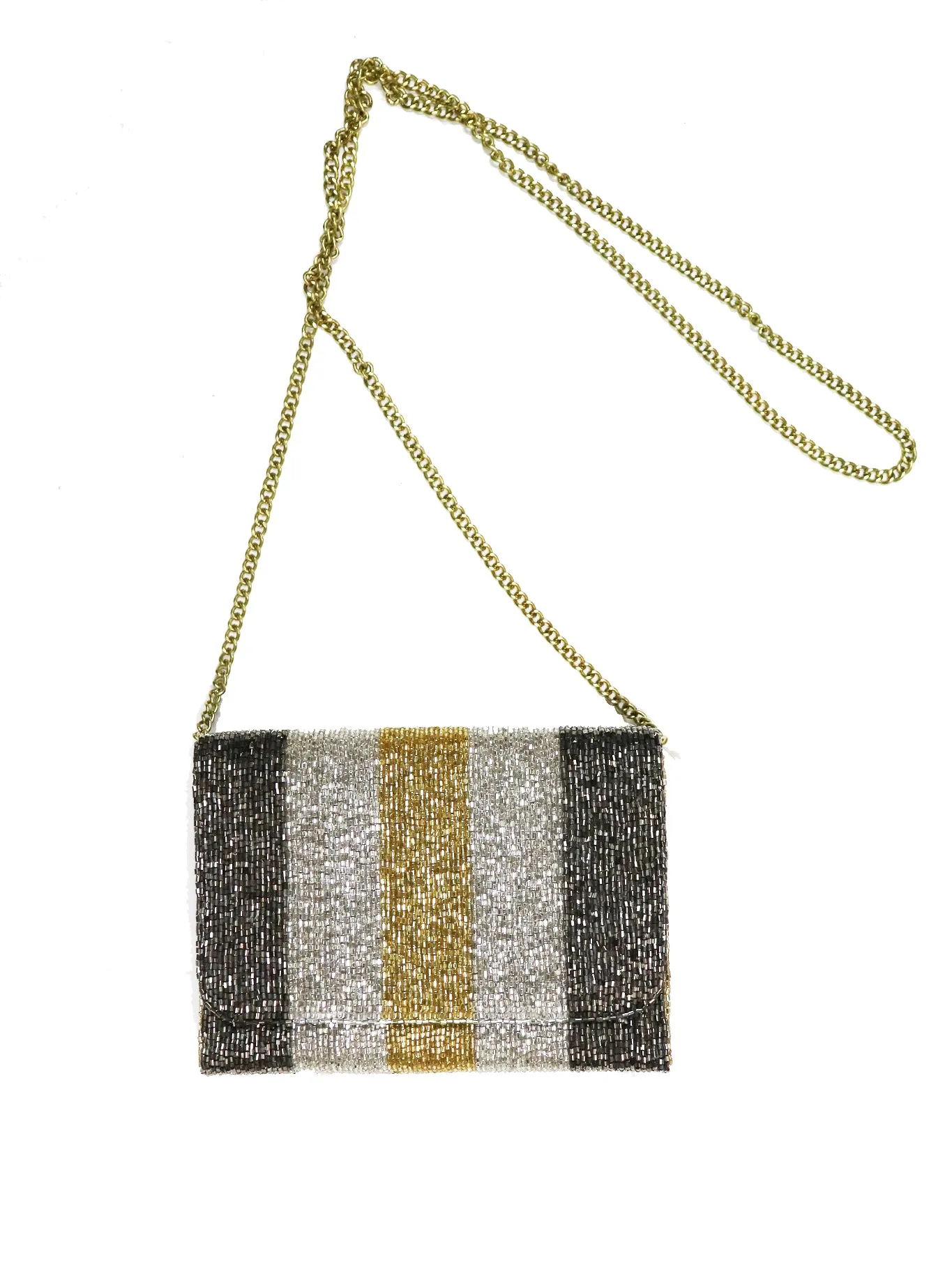 Stripe Beaded Handbag