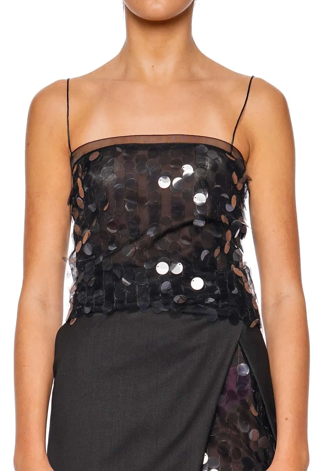 Suero Nero Sequin Mesh Top