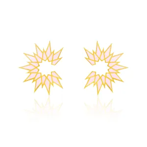 Sunburst Enamel Earrings - Gold Light Pink