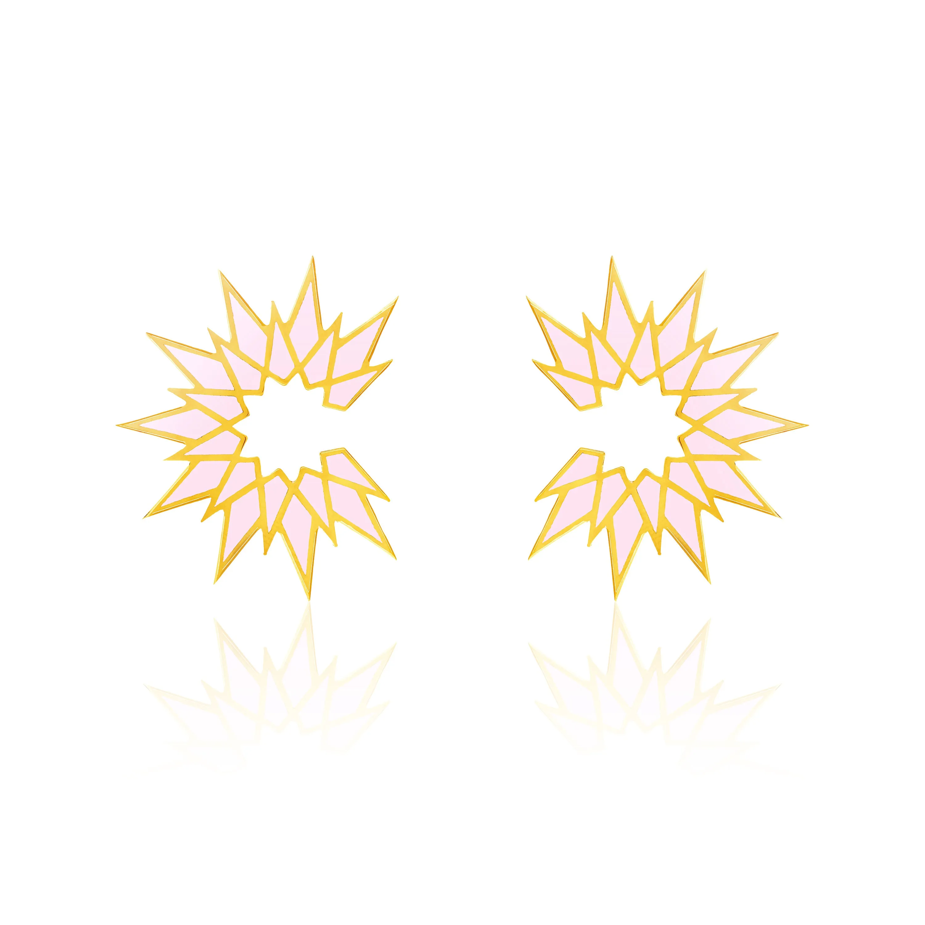 Sunburst Enamel Earrings - Gold Light Pink