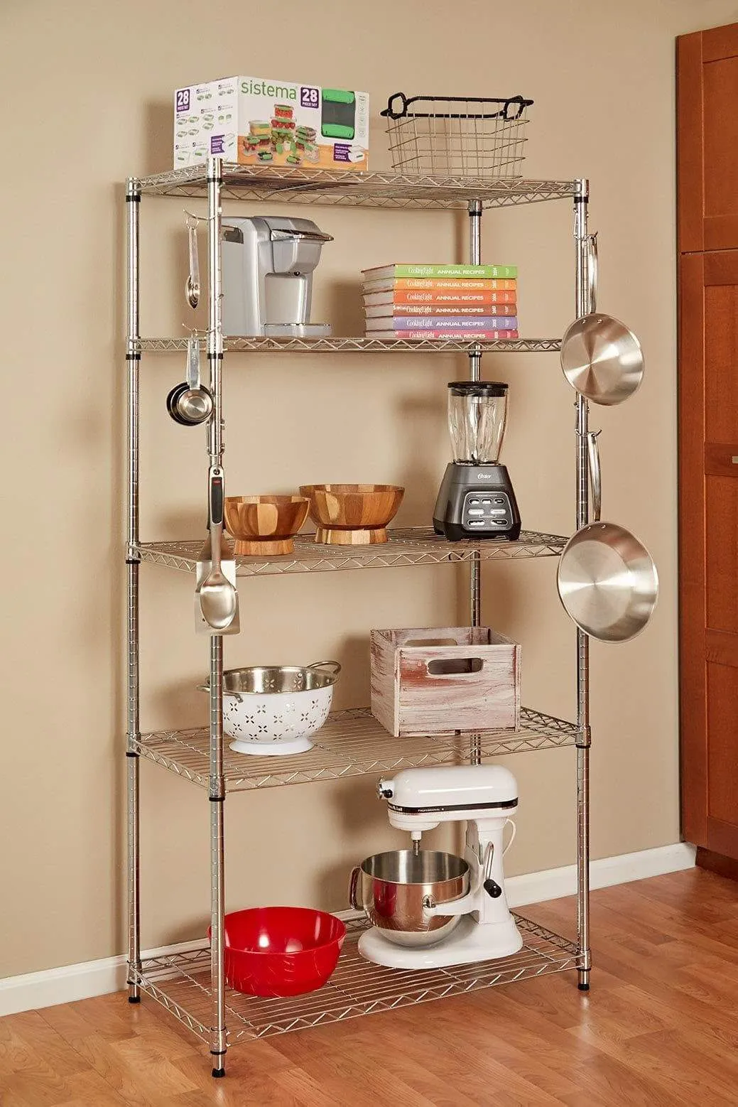 Sunway Shelf Pole Hooks 5-Pack | Utility Hanger Chrome | Best Solution for Garage Shelving Storage Organization | Use with Metal or Wire Shelves and Racks | Heavy Duty, Easy Installation