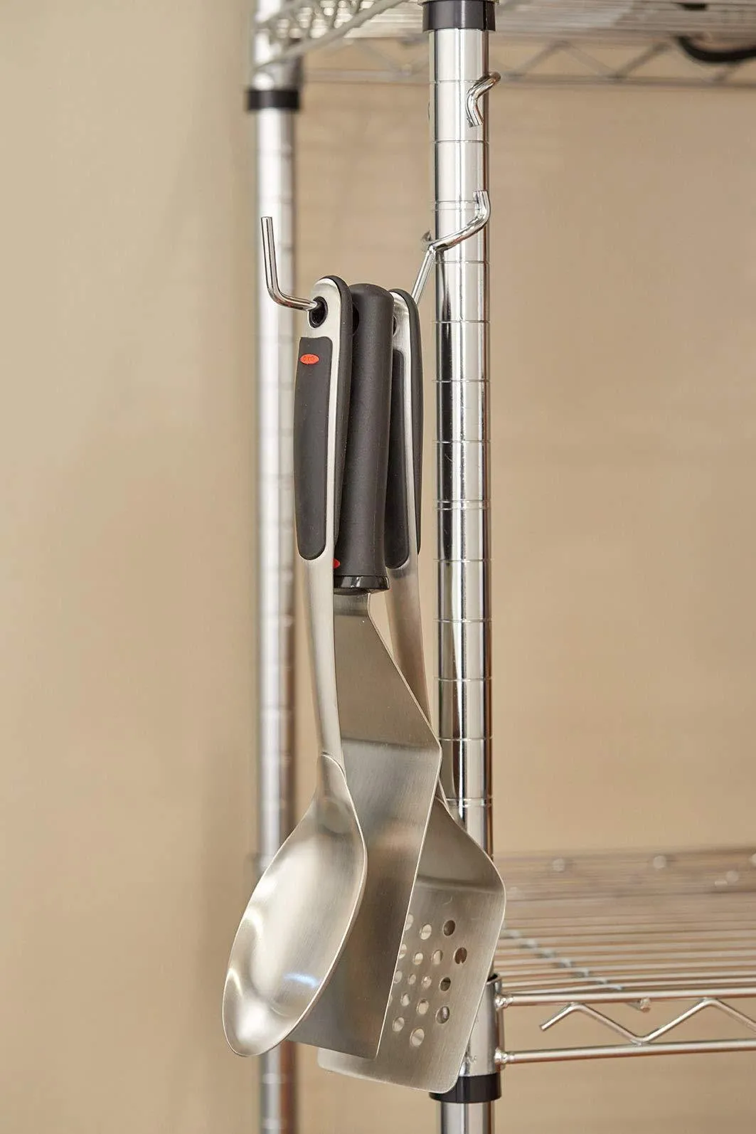 Sunway Shelf Pole Hooks 5-Pack | Utility Hanger Chrome | Best Solution for Garage Shelving Storage Organization | Use with Metal or Wire Shelves and Racks | Heavy Duty, Easy Installation
