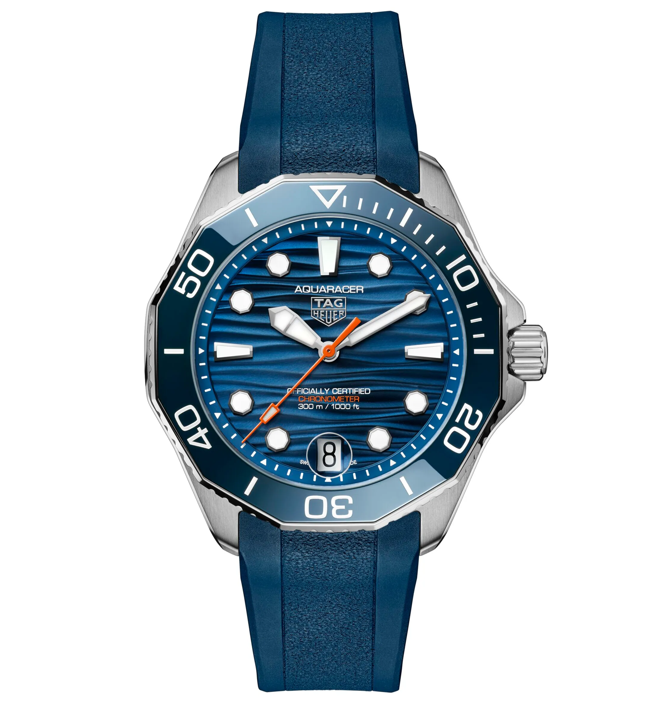 TAG Heuer Aquaracer Professional 300 Date Watch with Blue Rubber Strap