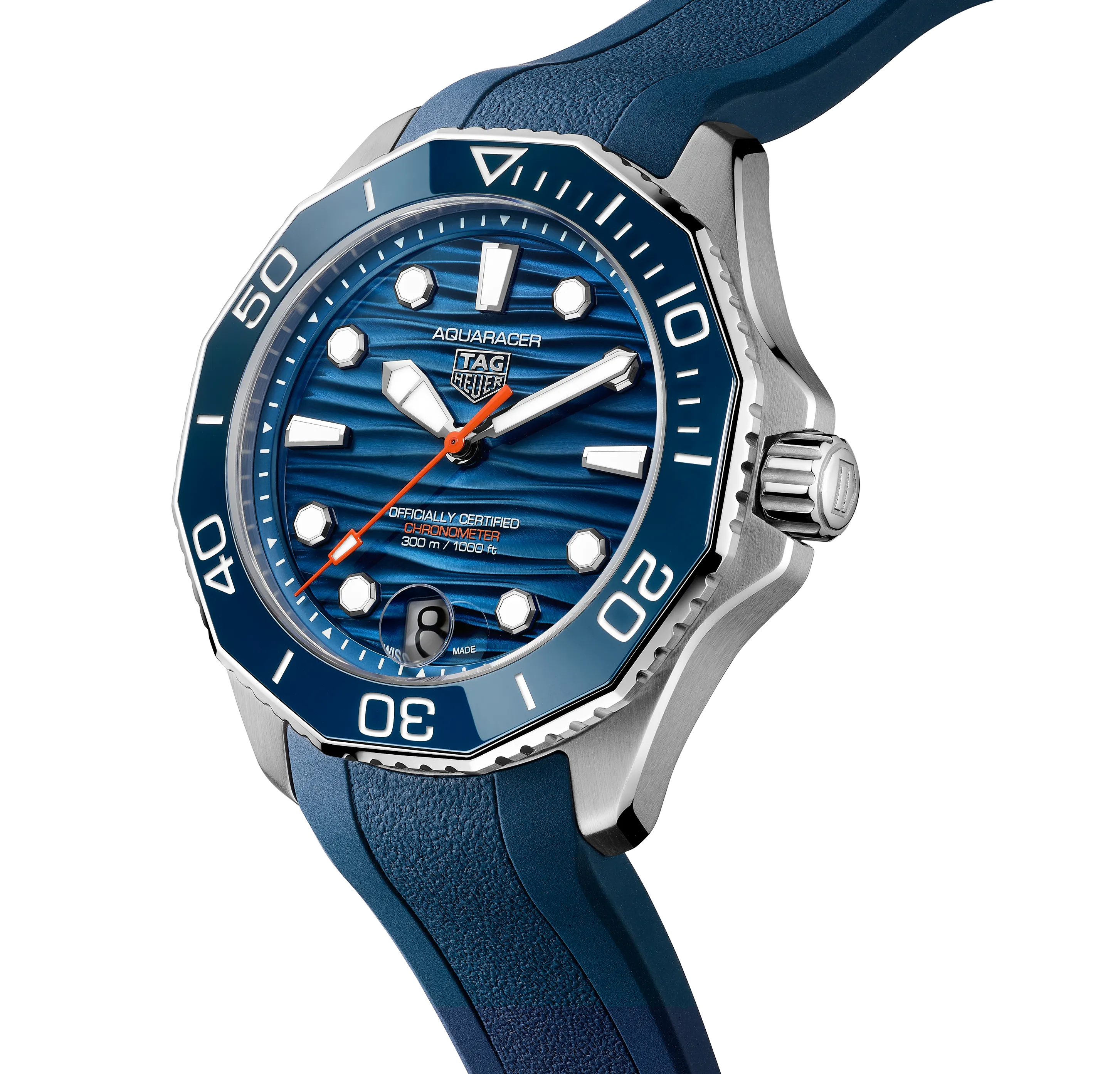 TAG Heuer Aquaracer Professional 300 Date Watch with Blue Rubber Strap