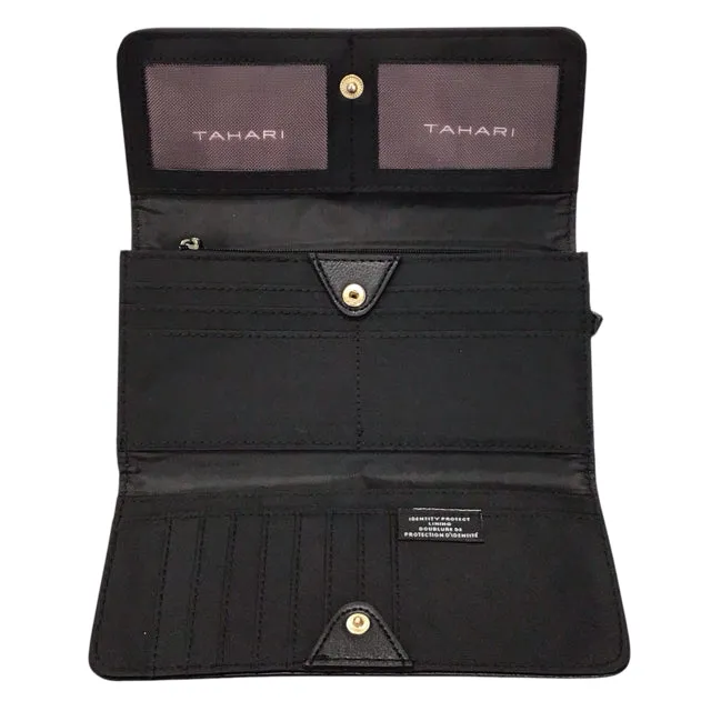 Tahari NWT Black Buff Carry On Clutch