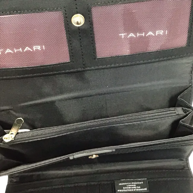 Tahari NWT Black Buff Carry On Clutch