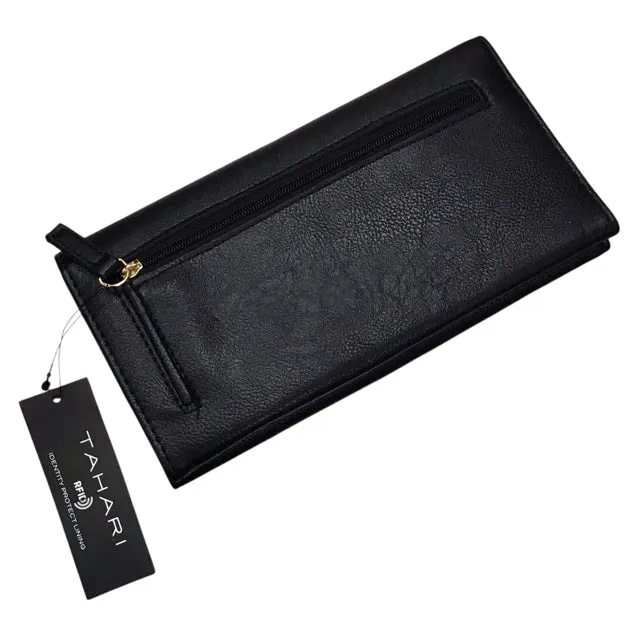 Tahari NWT Black Buff Carry On Clutch