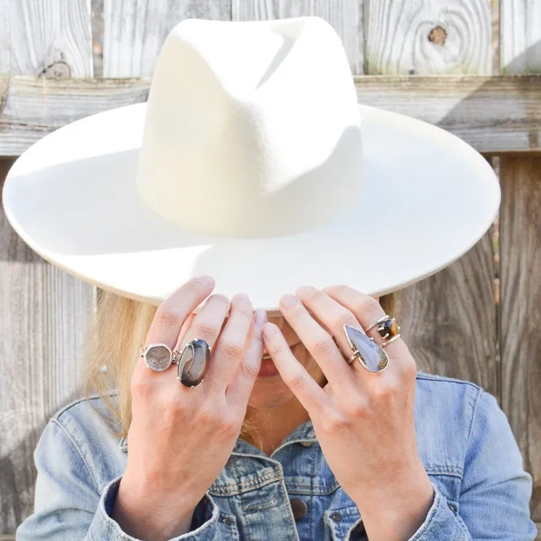 TEARDROP AGATE & SILVER STATEMENT RING