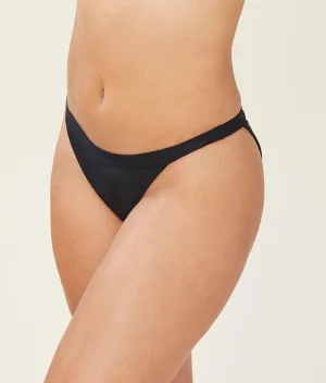 The Caicos Bikini Bottom - Glossy Eco Nylon - Black (Archive)