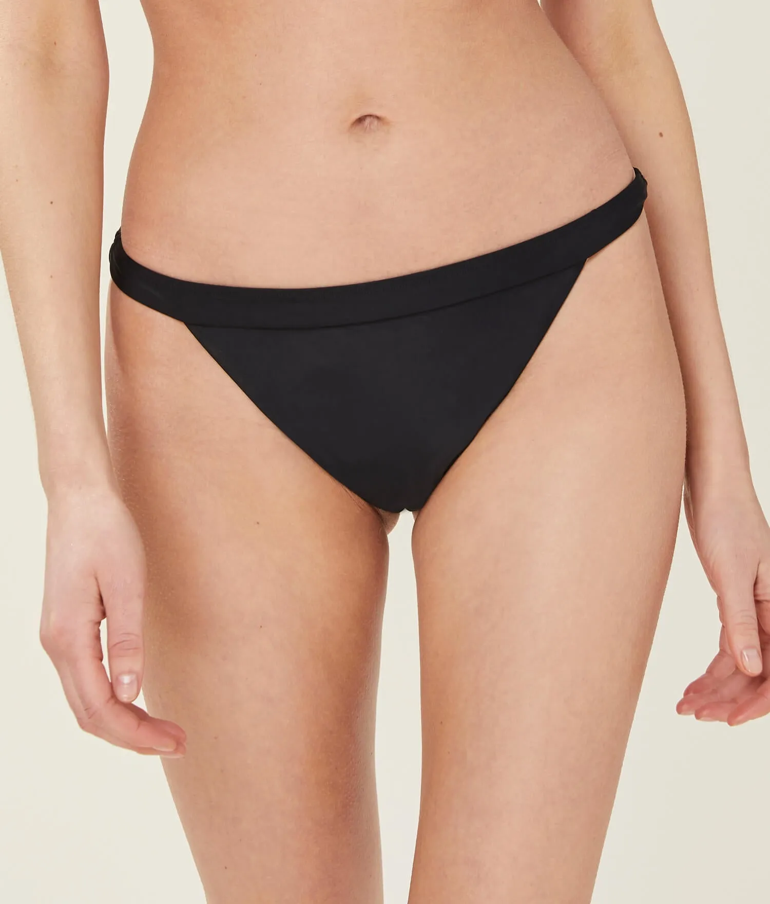 The Caicos Bikini Bottom - Glossy Eco Nylon - Black (Archive)
