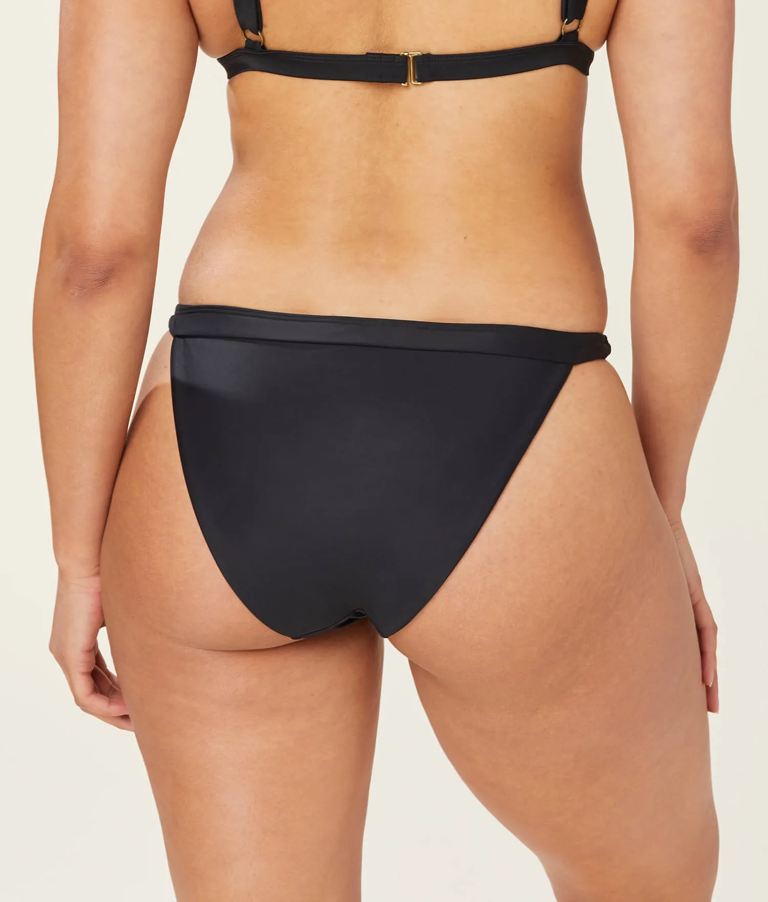 The Caicos Bikini Bottom - Glossy Eco Nylon - Black (Archive)