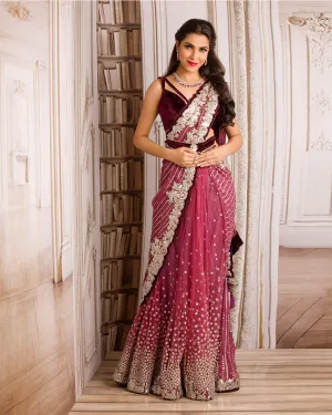 The Glimmering Magenta Sari