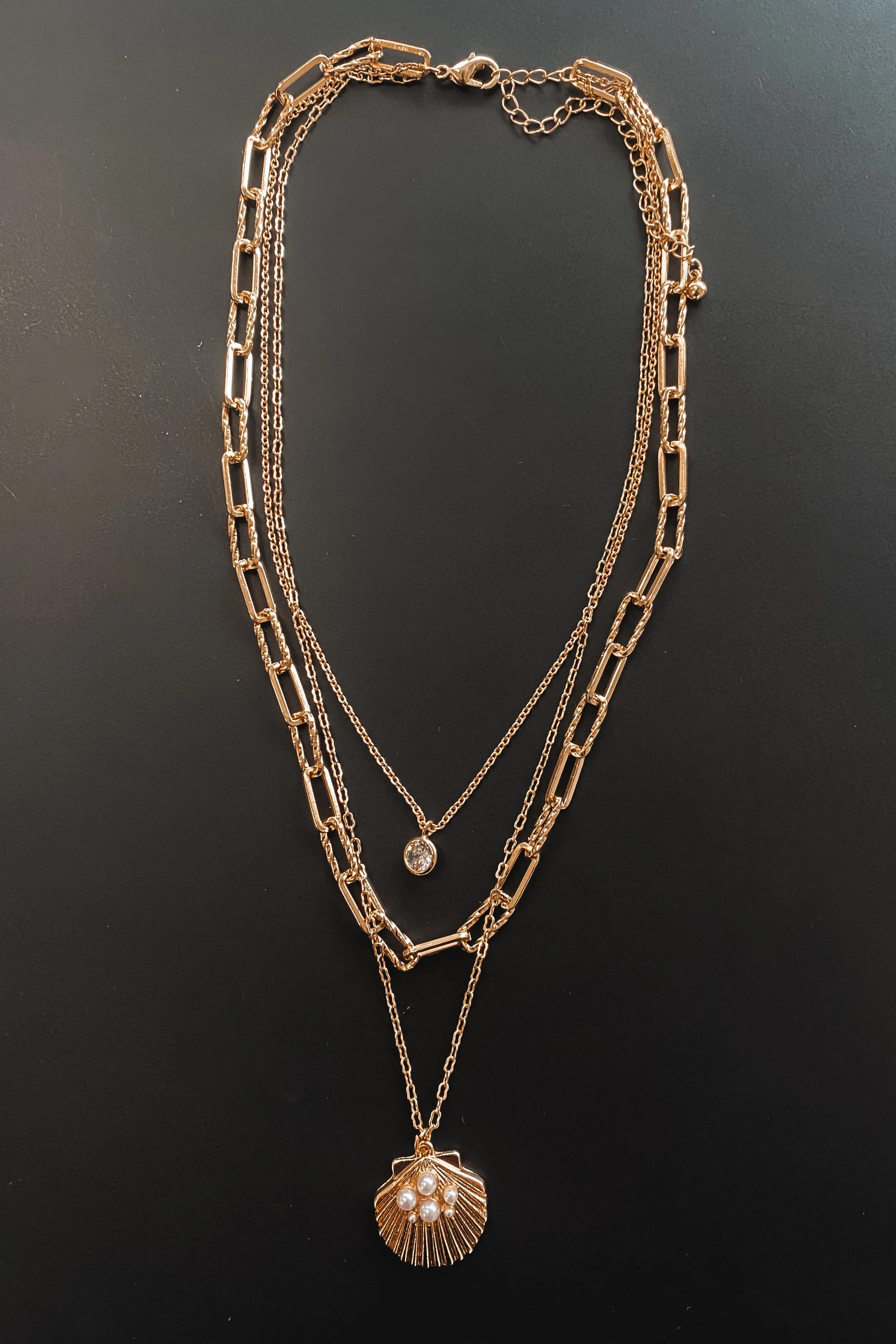 The Sea Is Calling Gold Shell Layered Necklace
