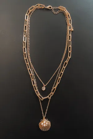 The Sea Is Calling Gold Shell Layered Necklace