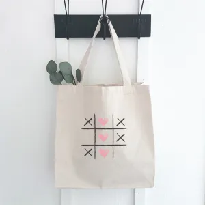 Tic Tac Toe Hearts - Valentine's Day Canvas Tote Bag