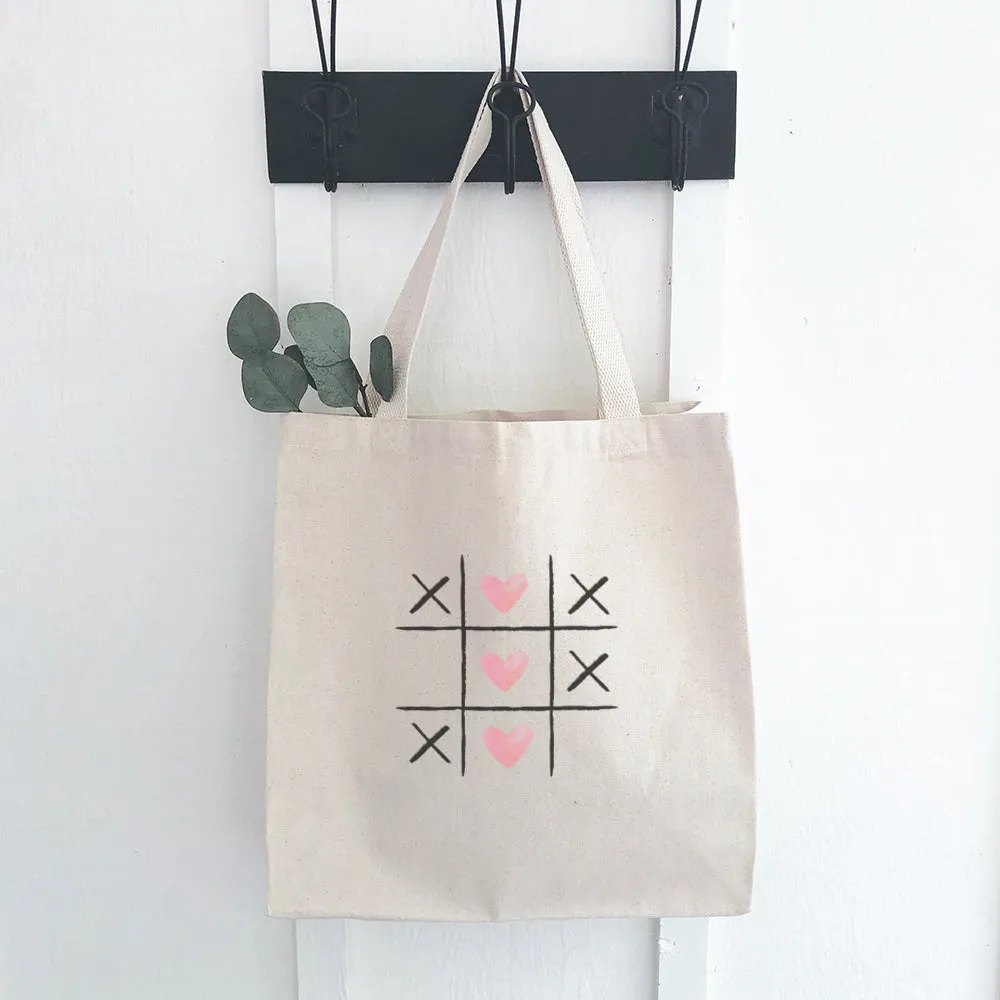 Tic Tac Toe Hearts - Valentine's Day Canvas Tote Bag
