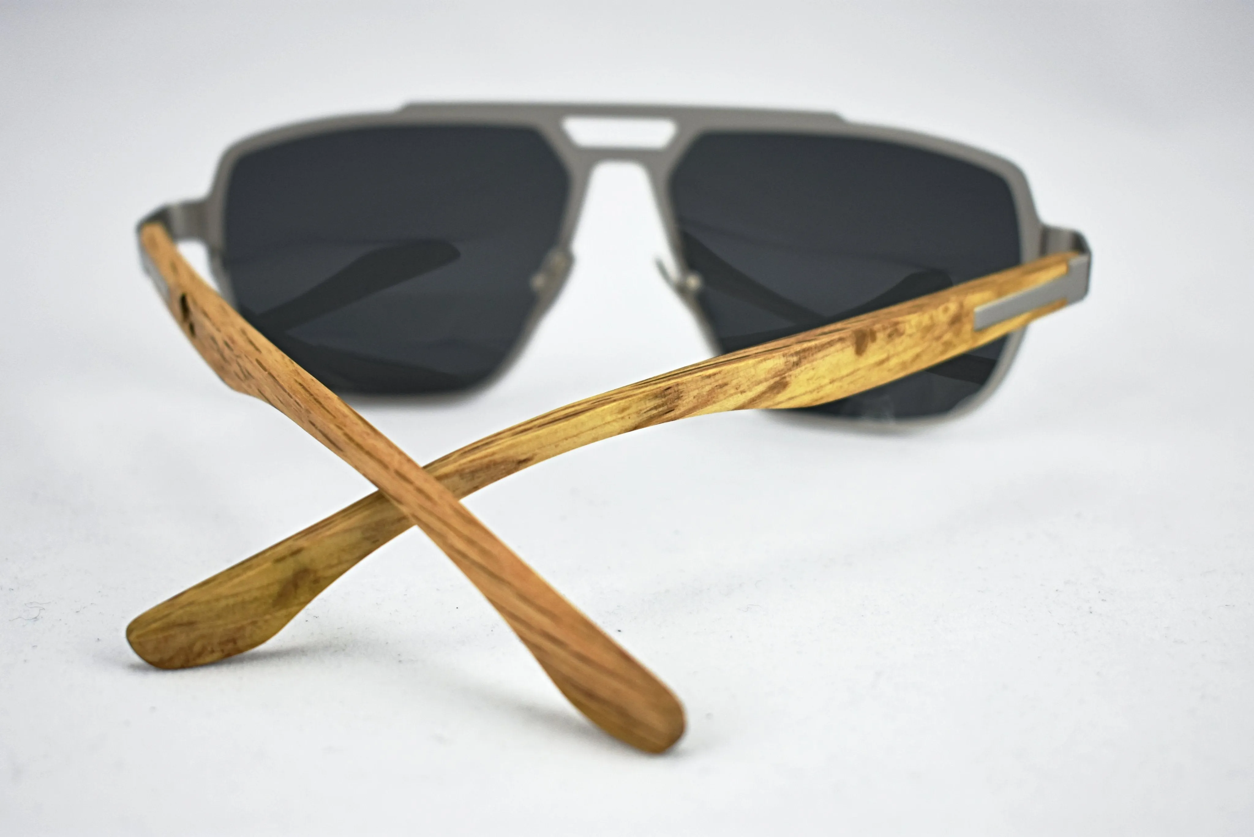 Titanium & Zebra Wood Aviator Sunglasses - Corsair