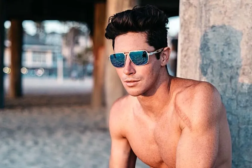 Titanium & Zebra Wood Aviator Sunglasses - Corsair