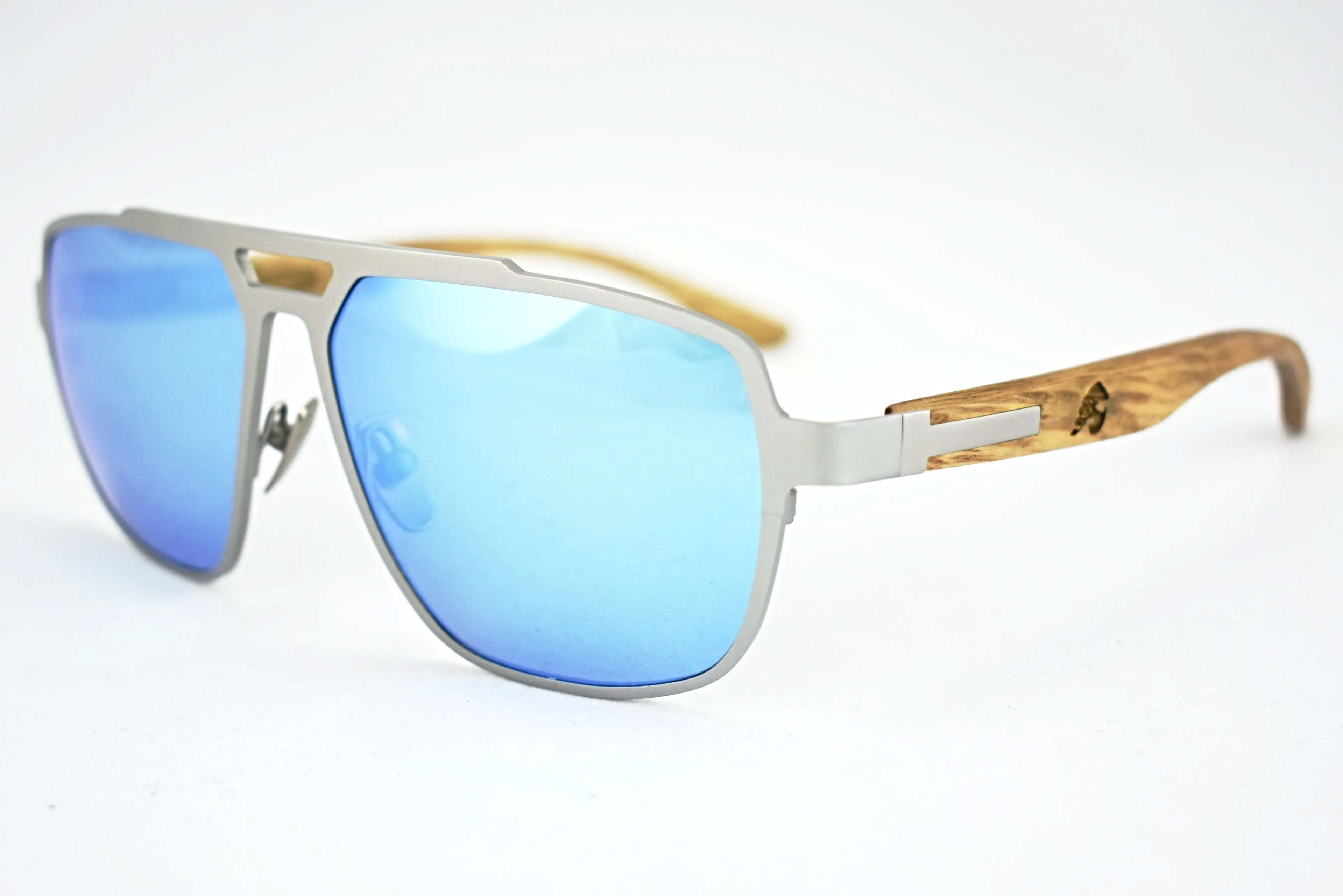 Titanium & Zebra Wood Aviator Sunglasses - Corsair