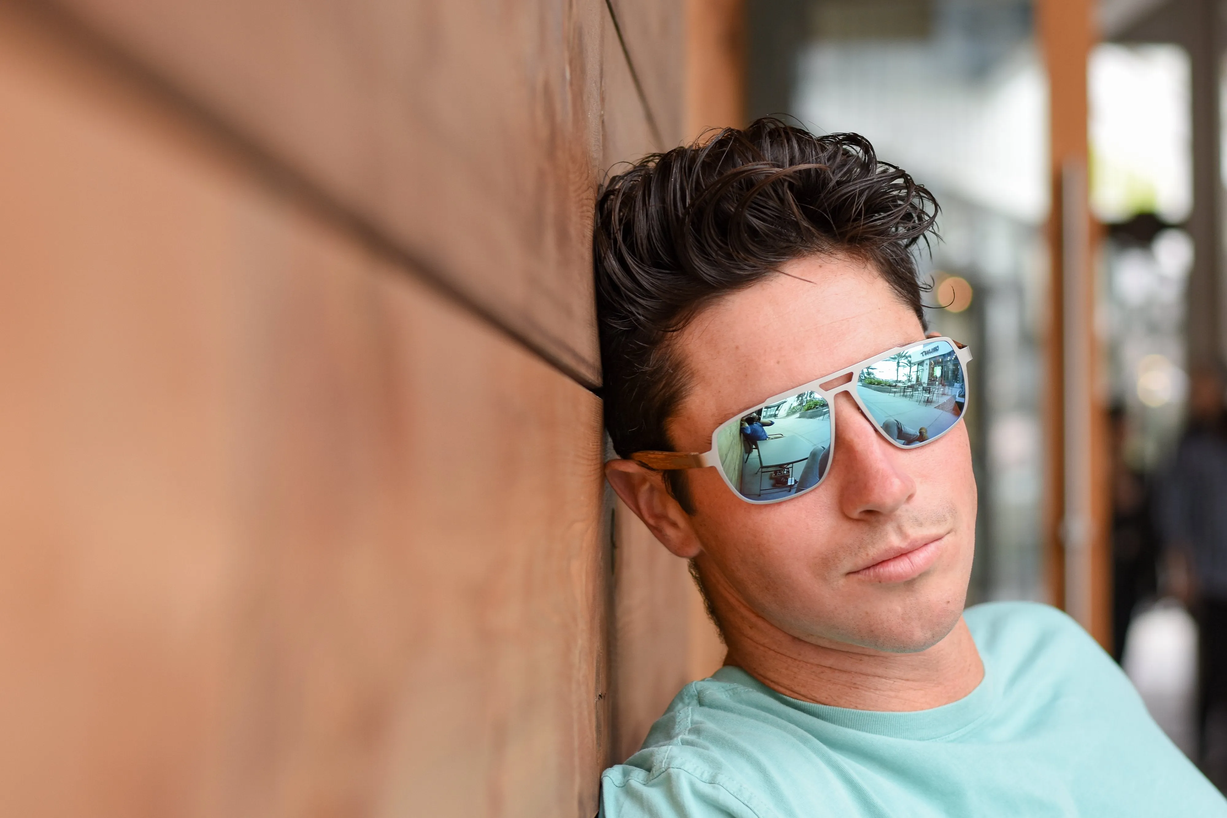 Titanium & Zebra Wood Aviator Sunglasses - Corsair