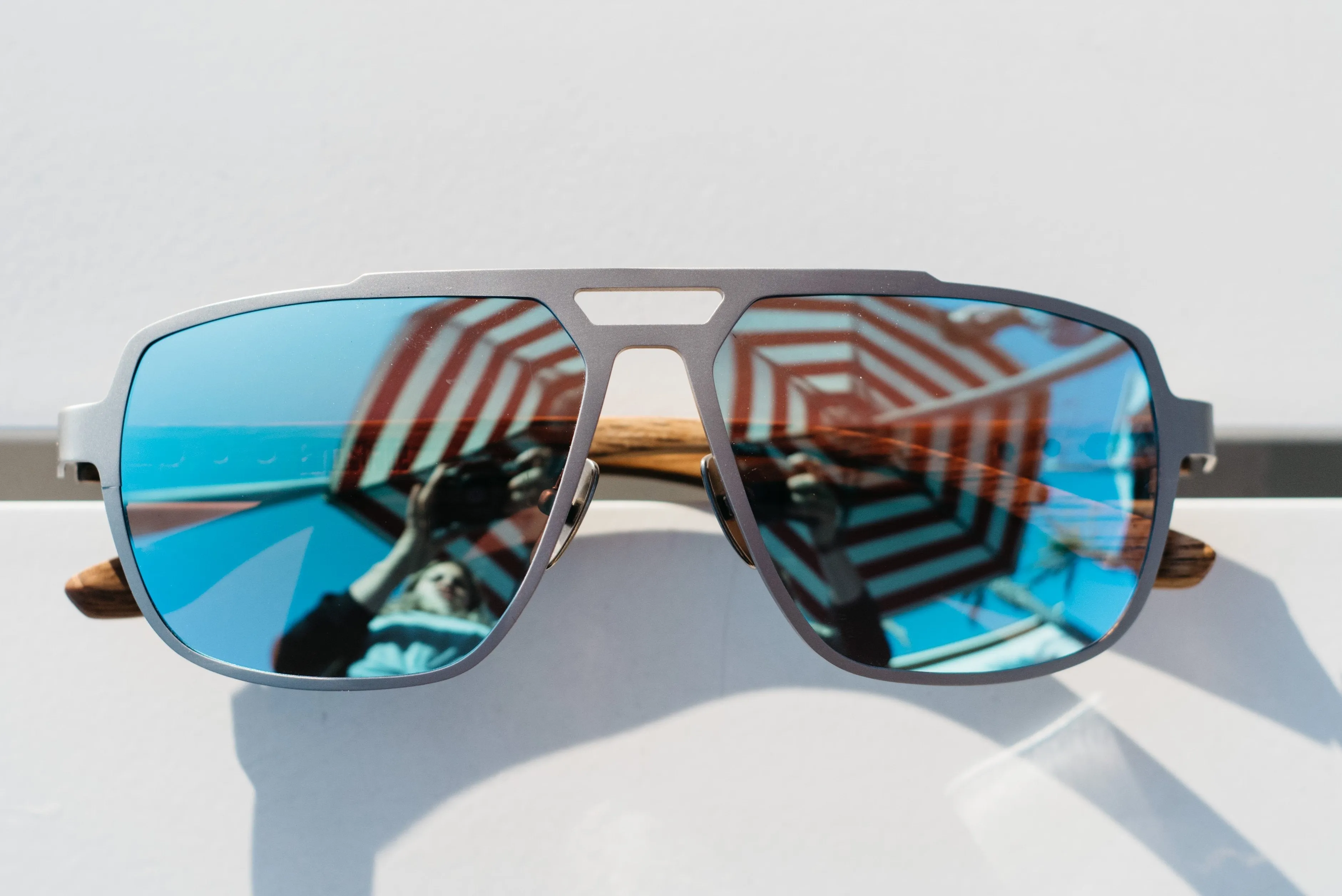 Titanium & Zebra Wood Aviator Sunglasses - Corsair