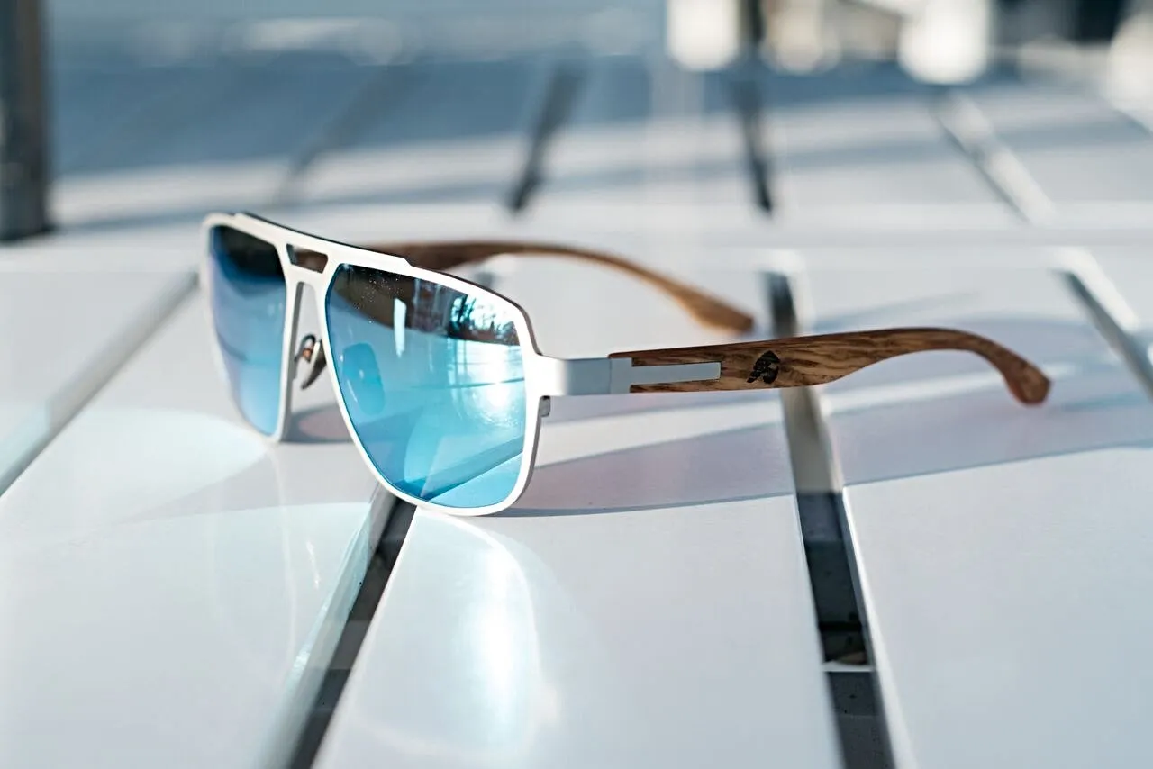 Titanium & Zebra Wood Aviator Sunglasses - Corsair