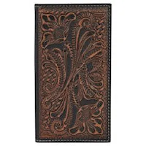 Tony Lama Rodeo Wallet Dark Brown With Contrast Tooling