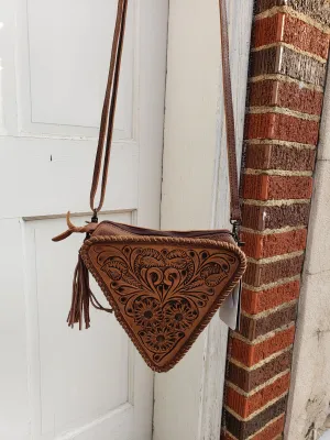 Tooled Triangle Crossbody Bag