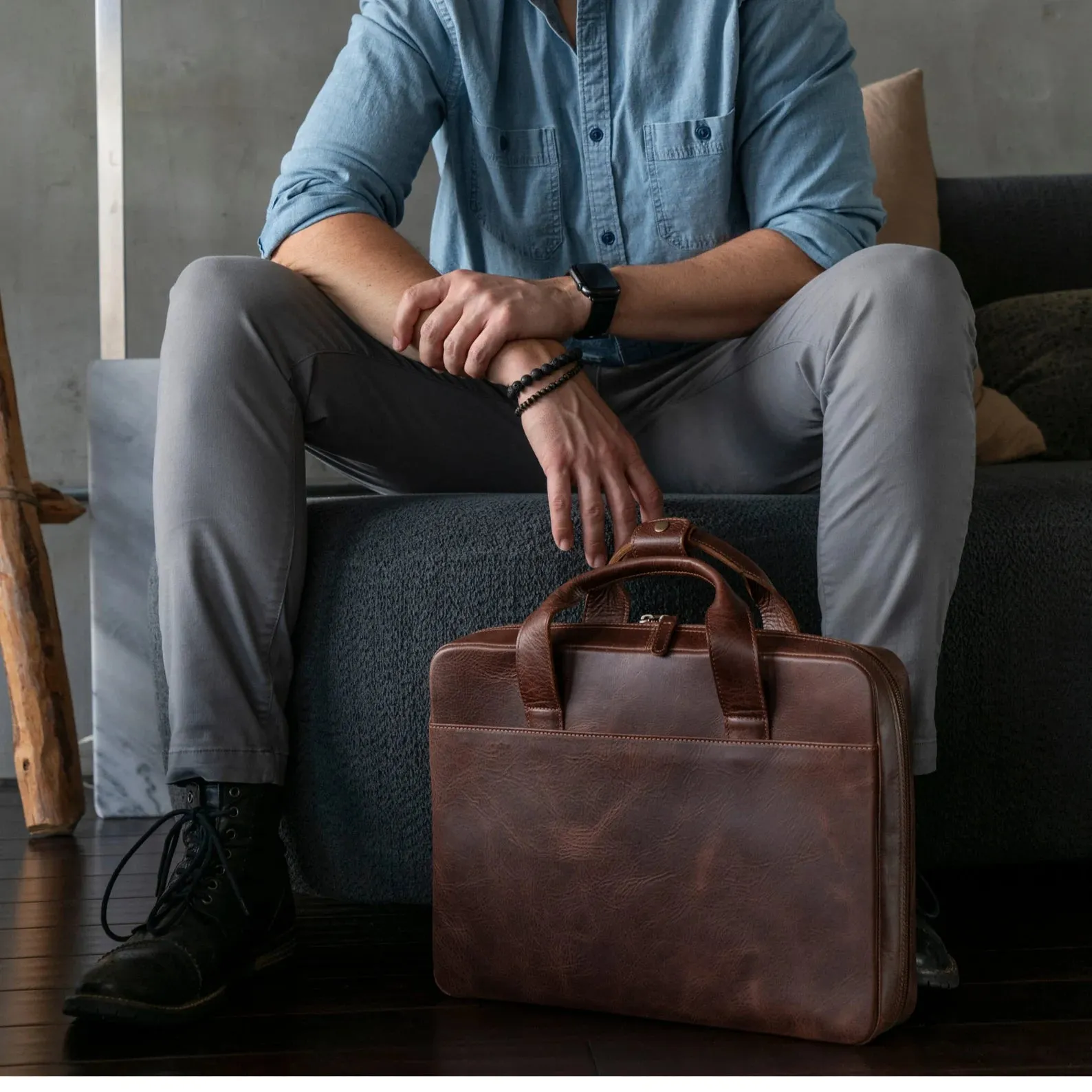 Top Grain Leather Travel Laptop Bag