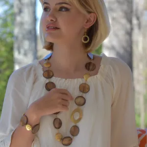 Tortoise Shell & Gold Disc Necklace