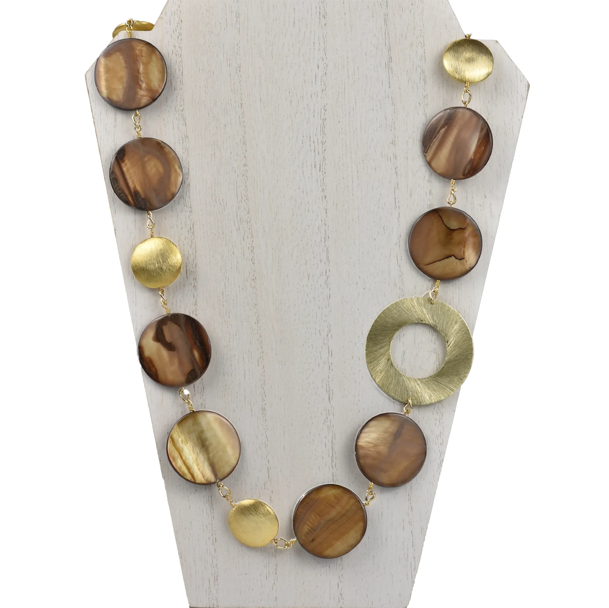 Tortoise Shell & Gold Disc Necklace