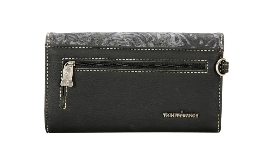 TR136-W018 Trinity Ranch Hair-On Cowhide Collection Wallet-Black