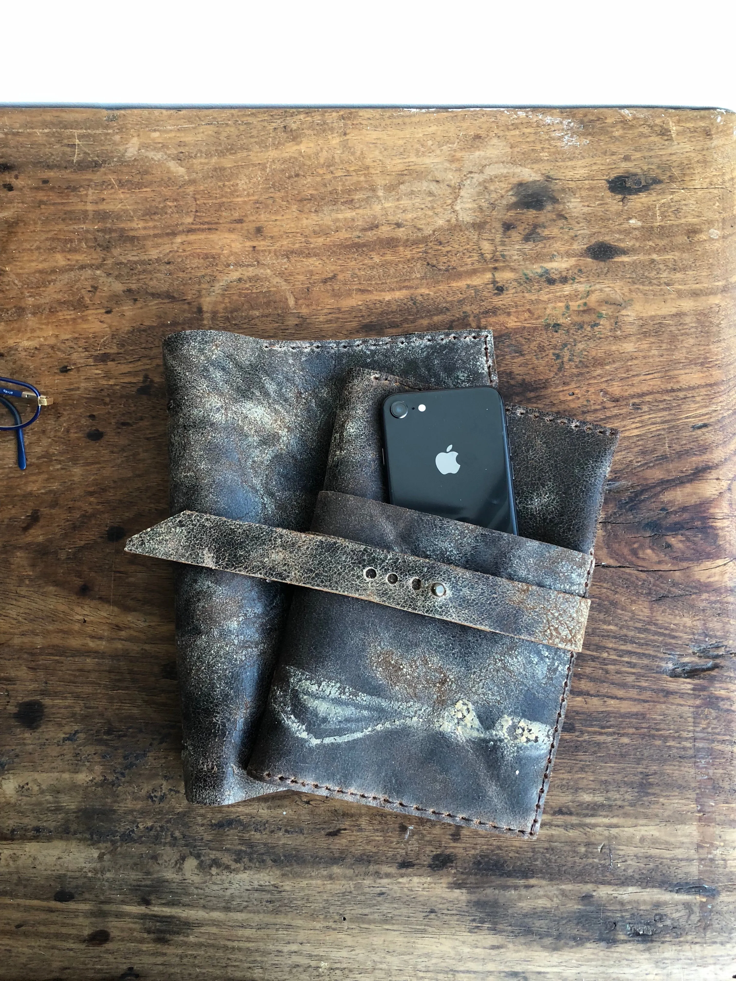 Travel wallet / Handmade Leather Document Organizer / 8 Pocket Wallet, Handmade in NY