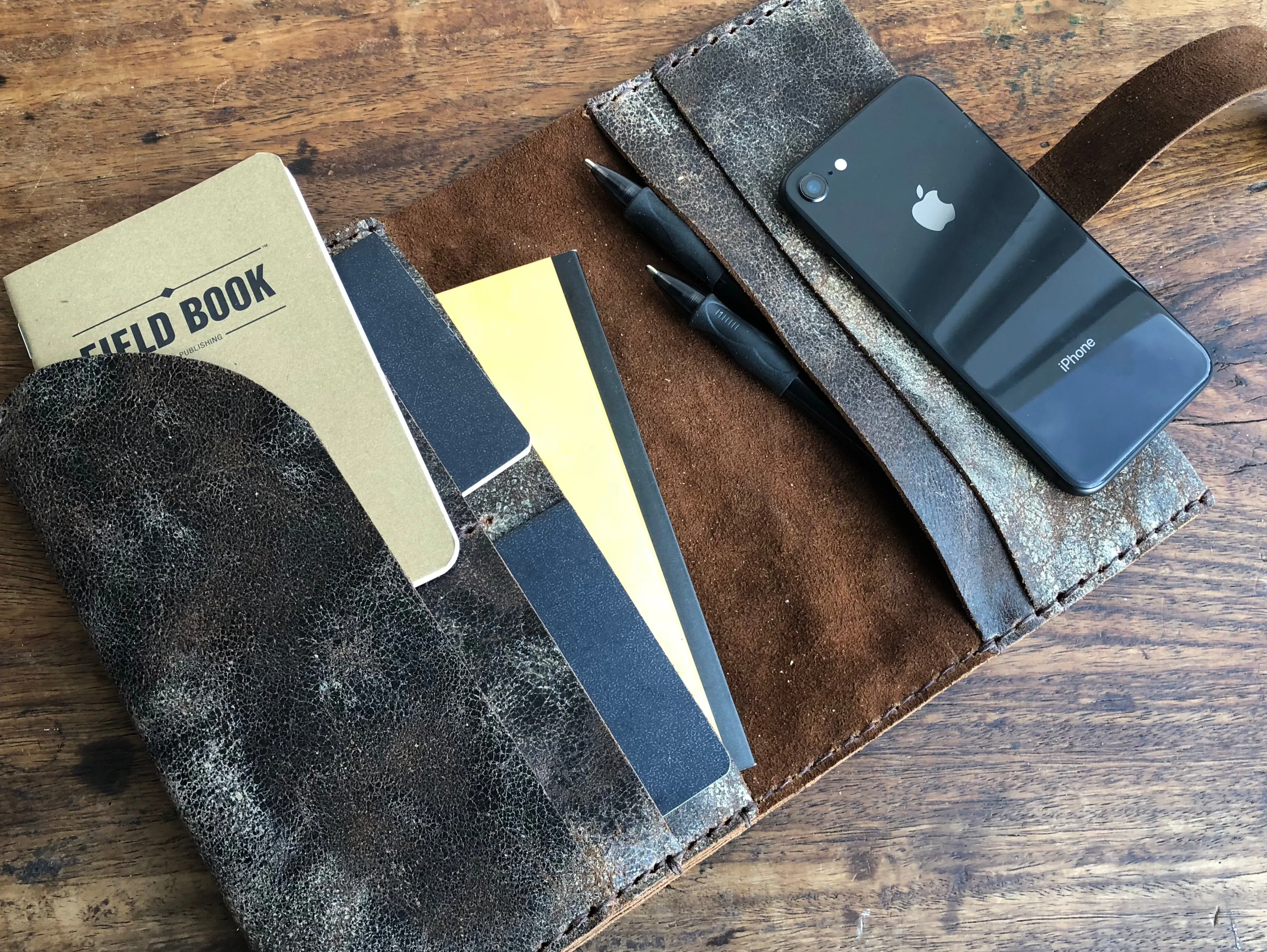 Travel wallet / Handmade Leather Document Organizer / 8 Pocket Wallet, Handmade in NY