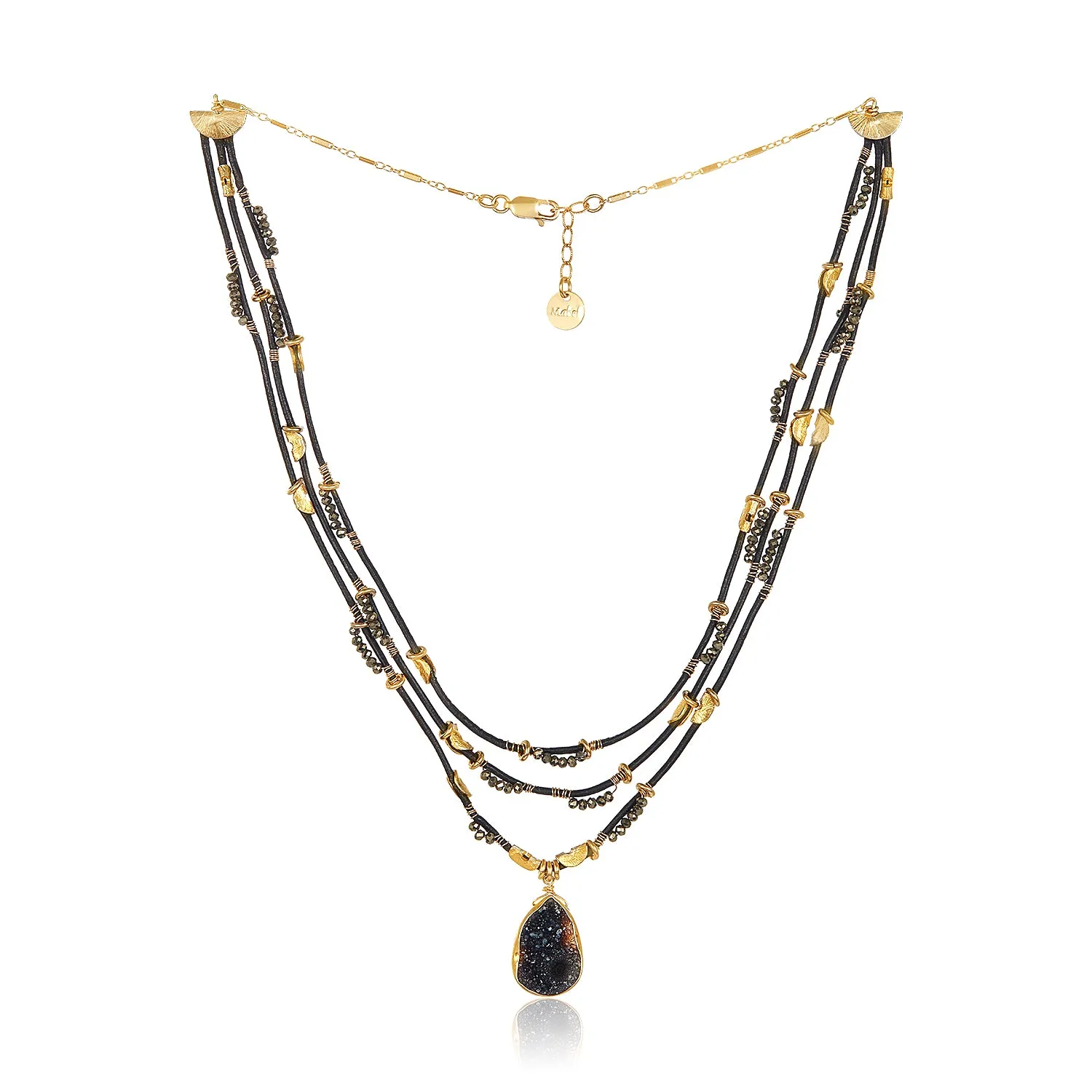 Trio Leather Half Moon Necklace