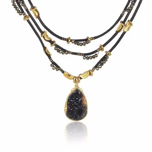 Trio Leather Half Moon Necklace