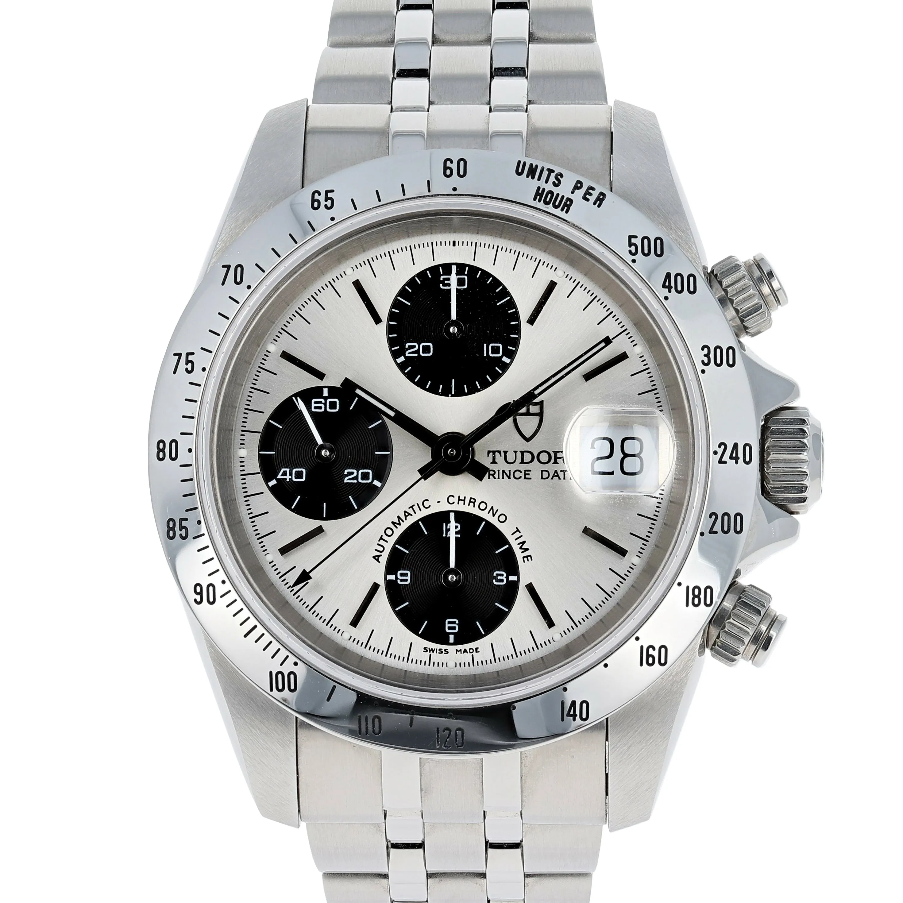 Tudor Prince Date 79280 Silver Panda Box & Papers 2002 Jubilee Steel 40 mm