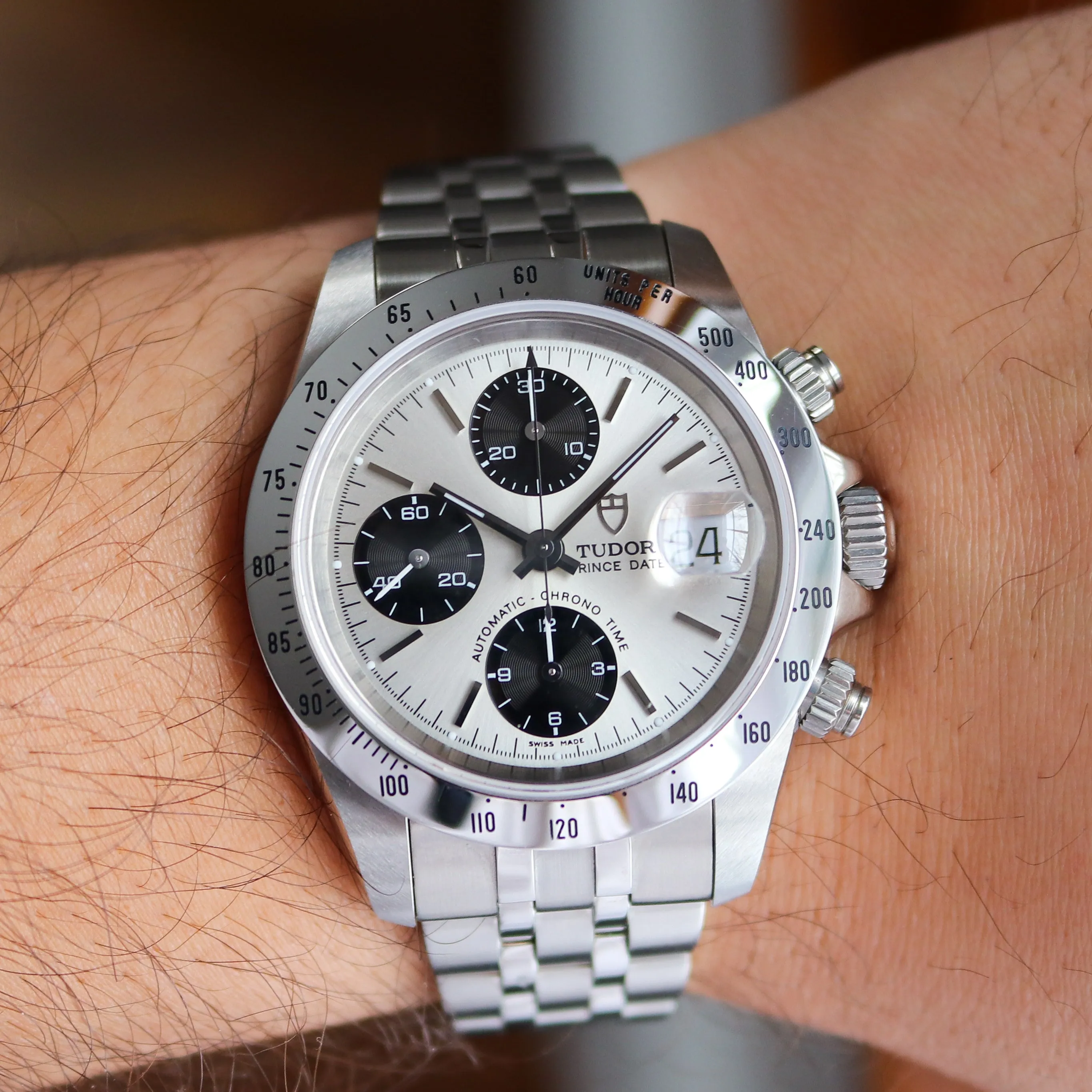 Tudor Prince Date 79280 Silver Panda Box & Papers 2002 Jubilee Steel 40 mm