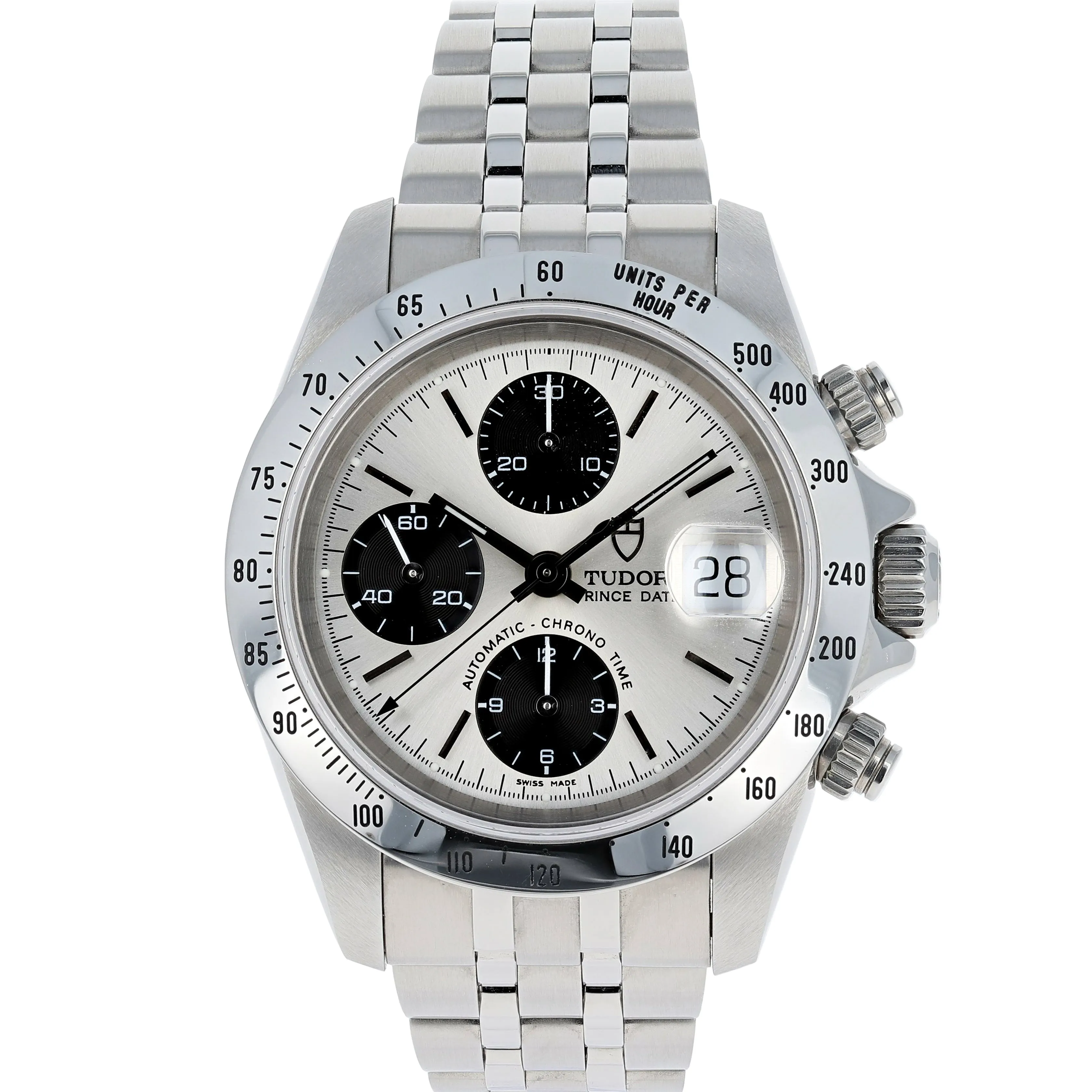 Tudor Prince Date 79280 Silver Panda Box & Papers 2002 Jubilee Steel 40 mm