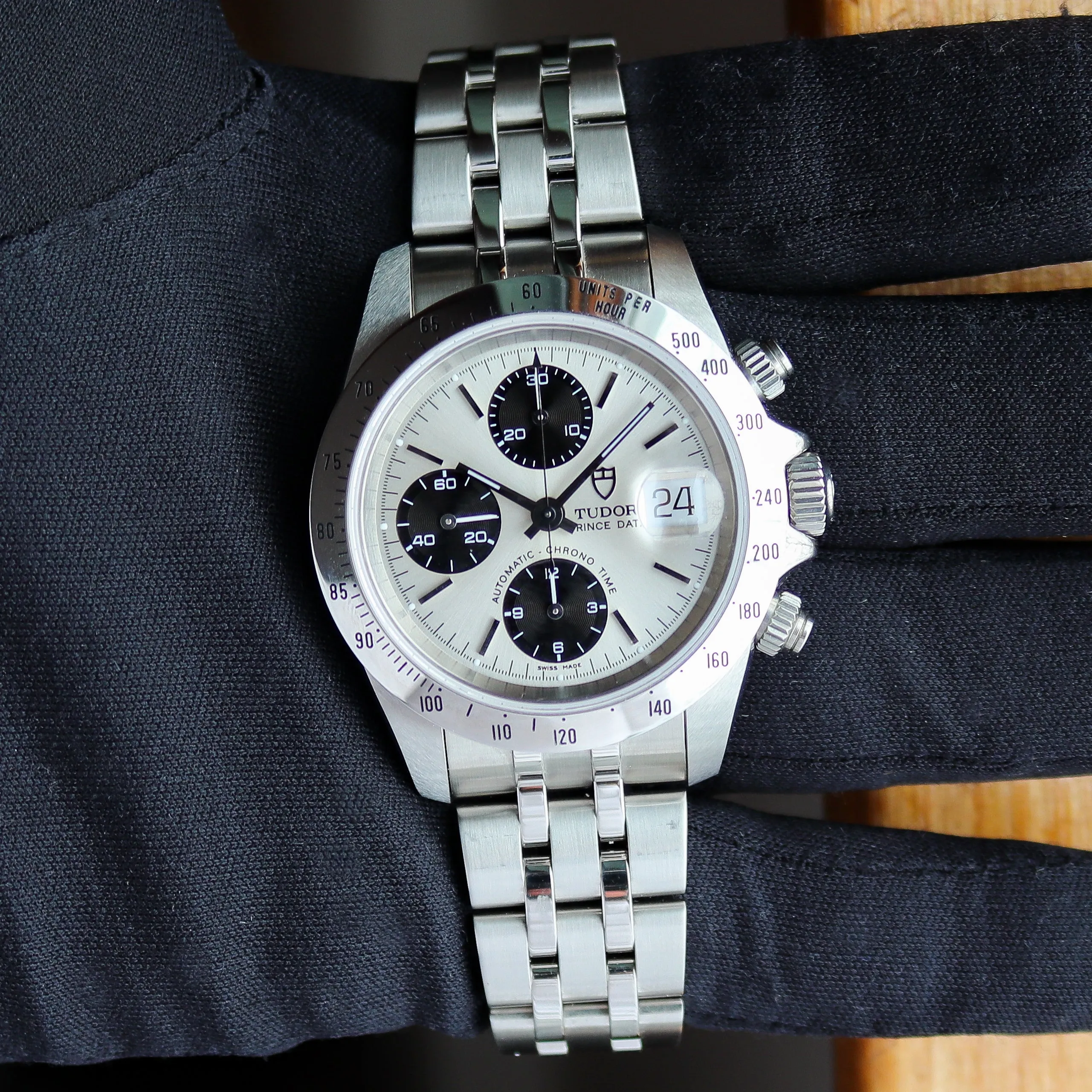Tudor Prince Date 79280 Silver Panda Box & Papers 2002 Jubilee Steel 40 mm