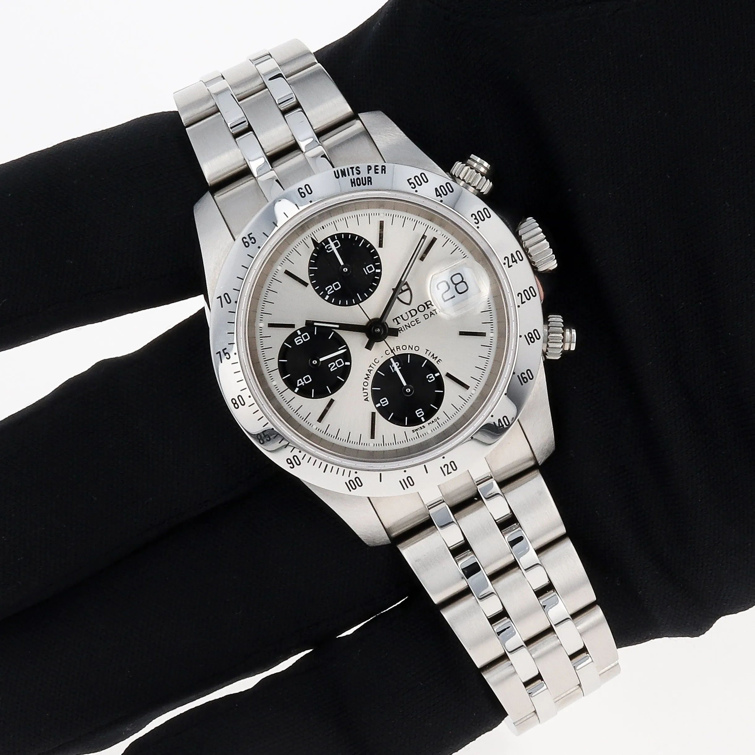 Tudor Prince Date 79280 Silver Panda Box & Papers 2002 Jubilee Steel 40 mm