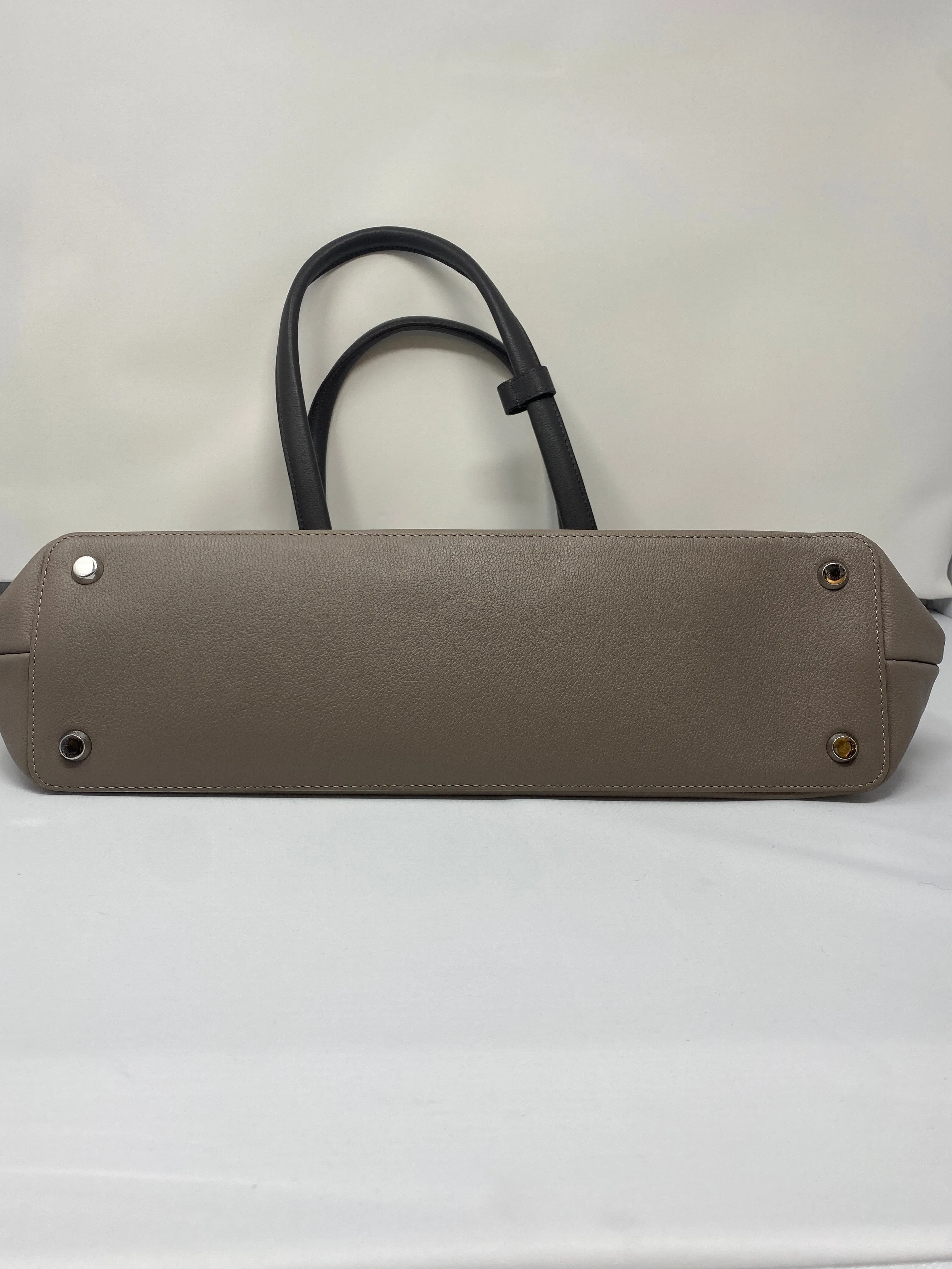 Tumi Voyageur Monika Clay and Taupe Leather Top Handle Briefcase with Suitcase Band
