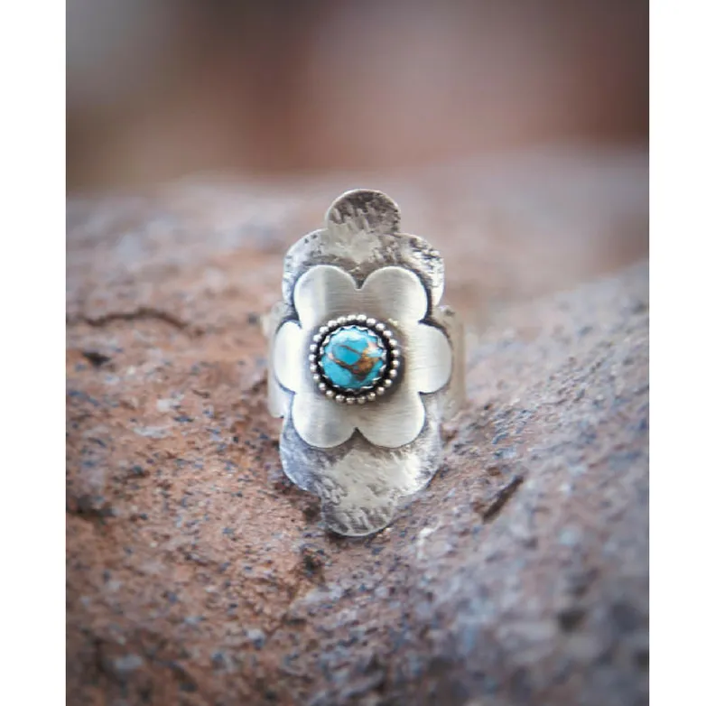 Turquoise Flower Statement Ring