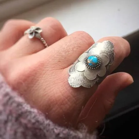 Turquoise Flower Statement Ring